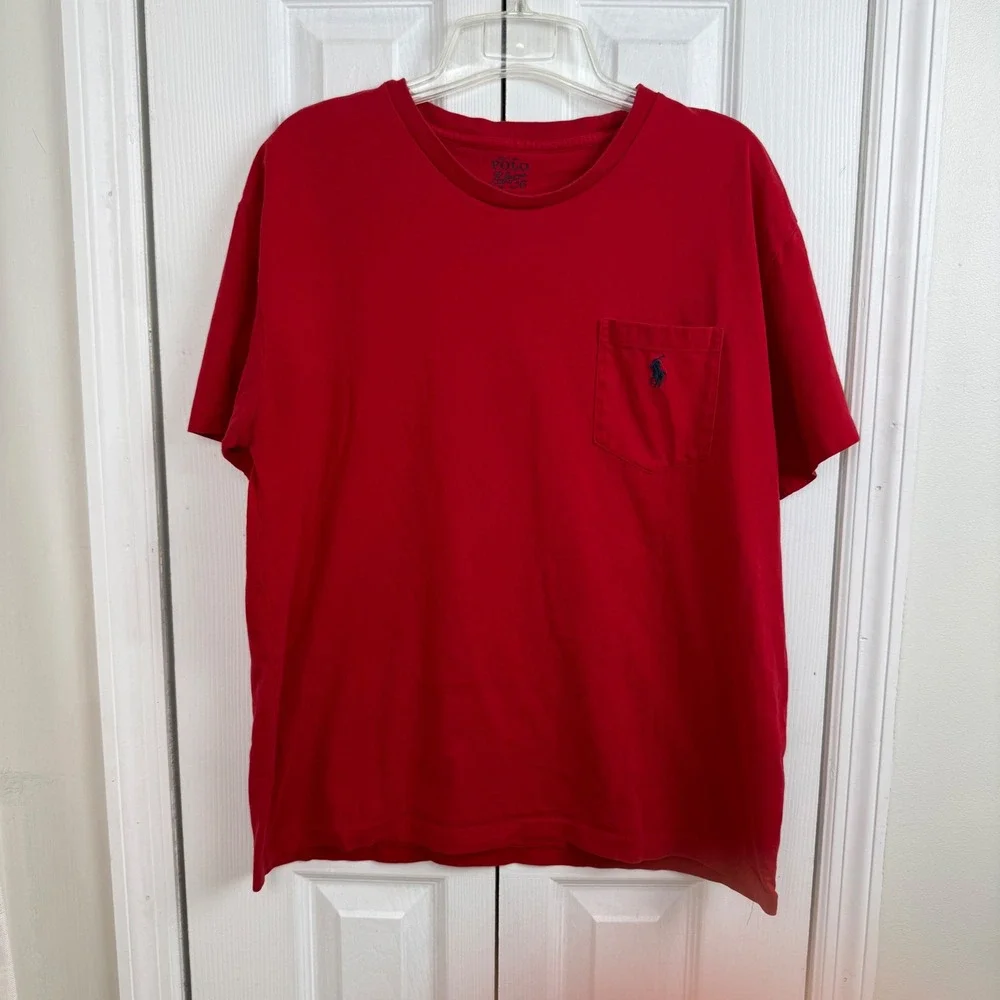 Polo‎ Ralph Lauren Men's Red Crew Neck Pocket T Shirt Size Medium